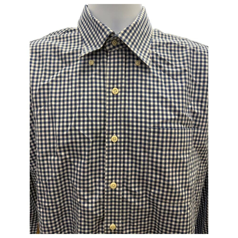 PETER MILLAR Mens L Blue Plaid Lightweight 100% Cotton Button Down Front Shirt